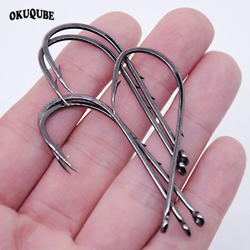 50 hameçons longue tige pour appâts vivants avec double garde appât acier carbone