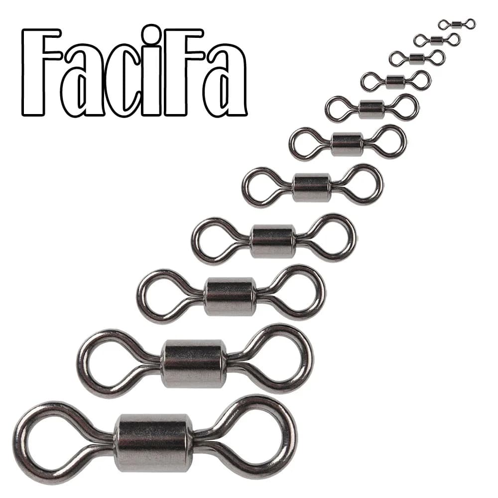 50pcs Bearing Swivel Fishing Connector Stainless Steel Carp Fishing Accessories 