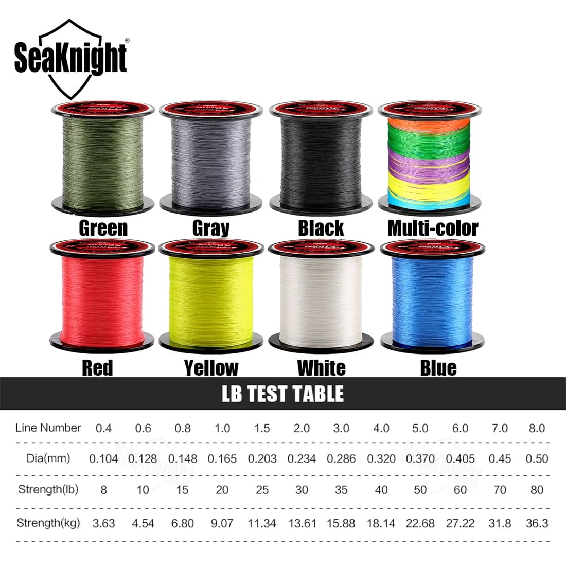 Ligne de pêche PE tressée 4 brins 300M TriPoseidon SeaKnight pour carpe fluide 8-60LB