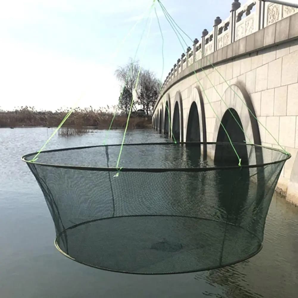 Grande épuisette pliante 80/100cm pour poissons appâts crevettes - Filet de réception pour étang réservoir