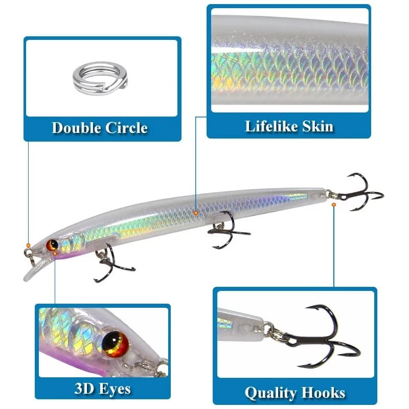 Leurre minnow 135mm wobblers crankbait dur pour carpe pike pêche carnassiers classique