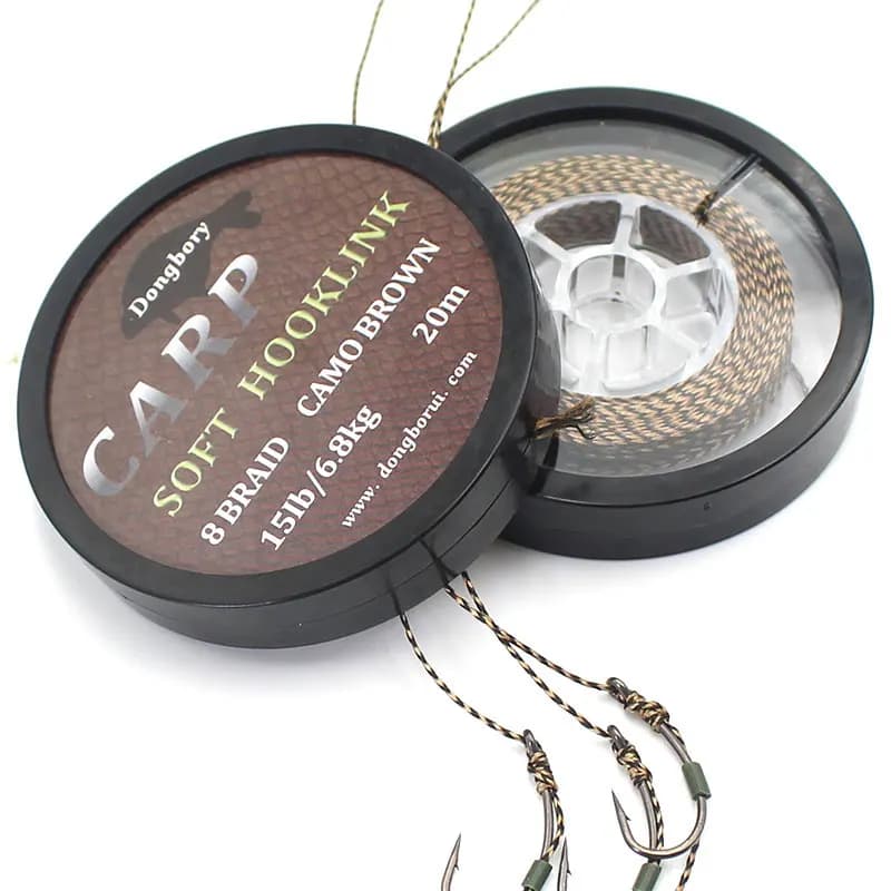 Ligne carp fishing 20m soft hook link - Bas de ligne 8 brins non gainé pour hair rig - 15LB/25LB/35LB