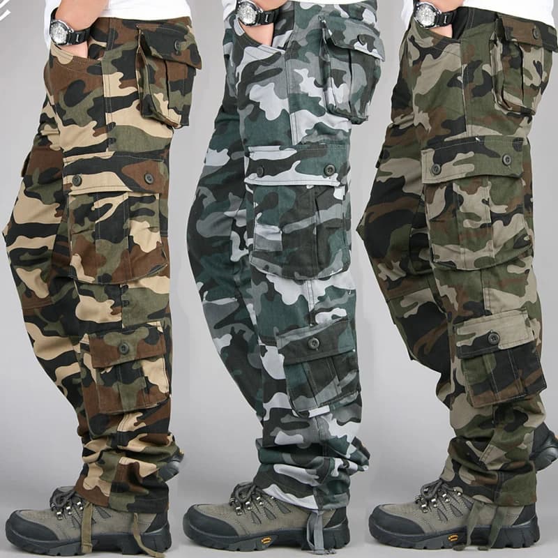 Pantalon cargo tactique travail homme - Randonnée chasse pêche - Coton lourd durable camouflage