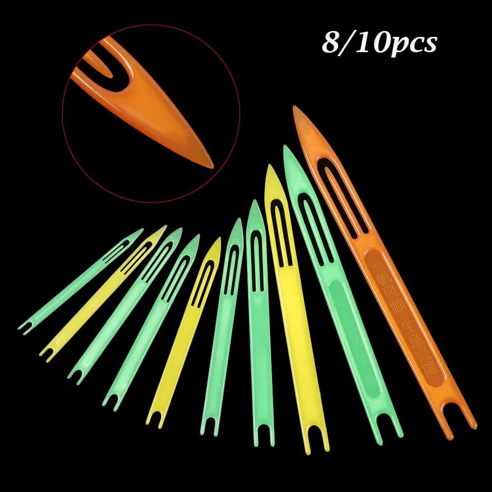 8/10 aiguilles réparation filets pêche plastique anti-rouille coloris aléatoires équipement