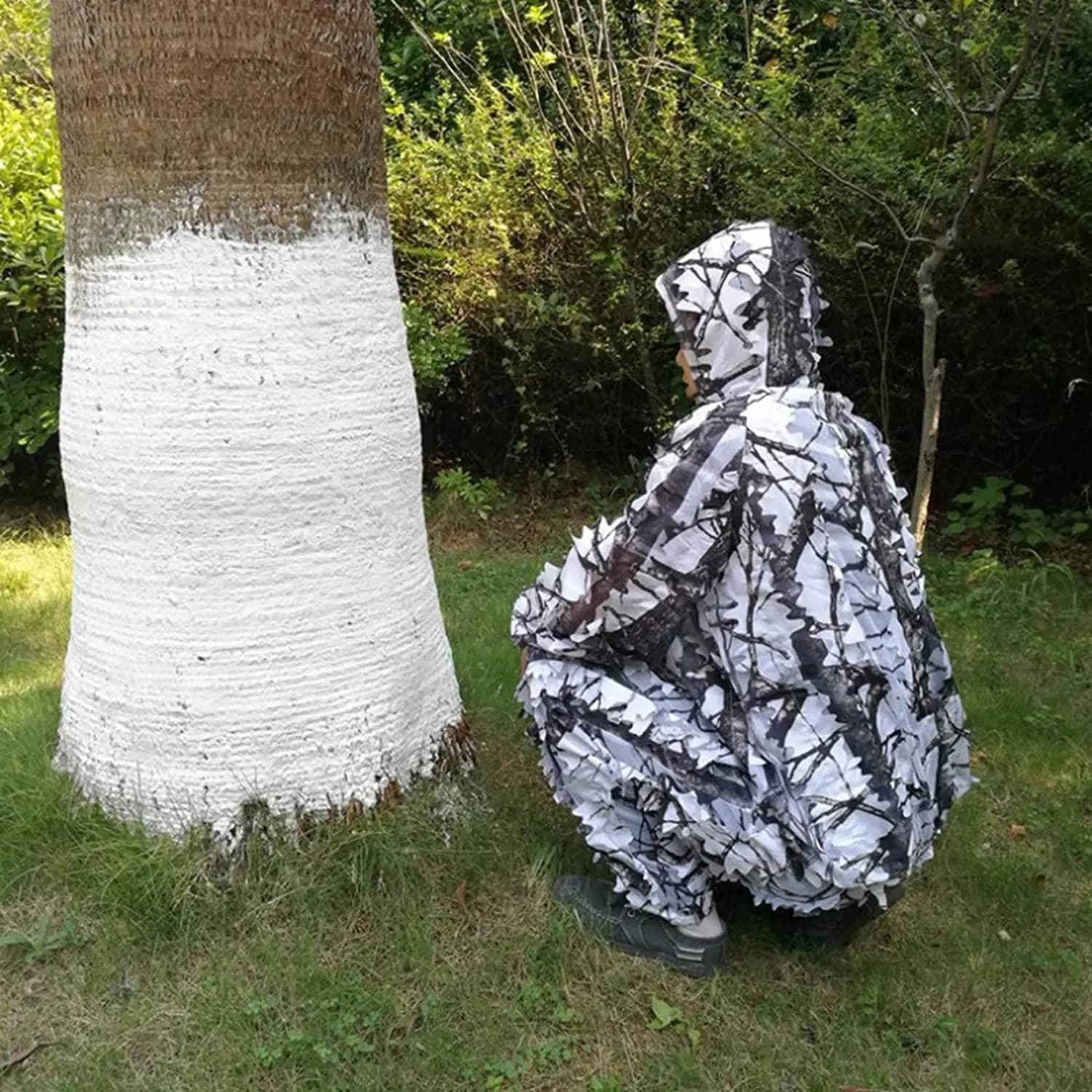 Combinaison ghillie neige érable 3D hiver - Tenue camouflage blanc pêche chasse observation