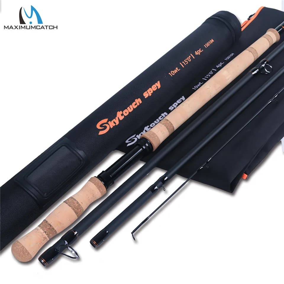 Canne Spey SkyTouch Maximumcatch 11-14FT 6-9WT carbone 30T+40T action rapide pêche deux mains spare butt