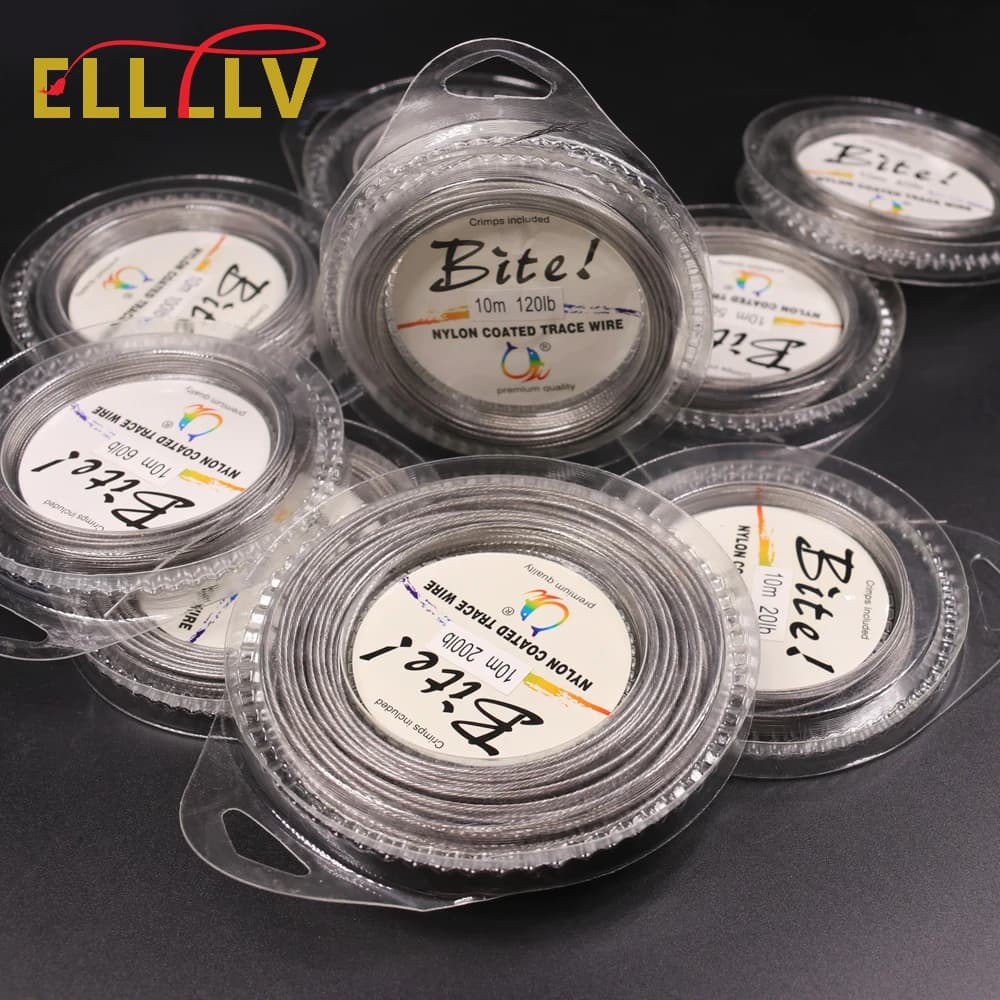 Fil d'acier tressé nylon 7 brins 5 à 200LB pour bas de ligne leurre pêche en mer jigging