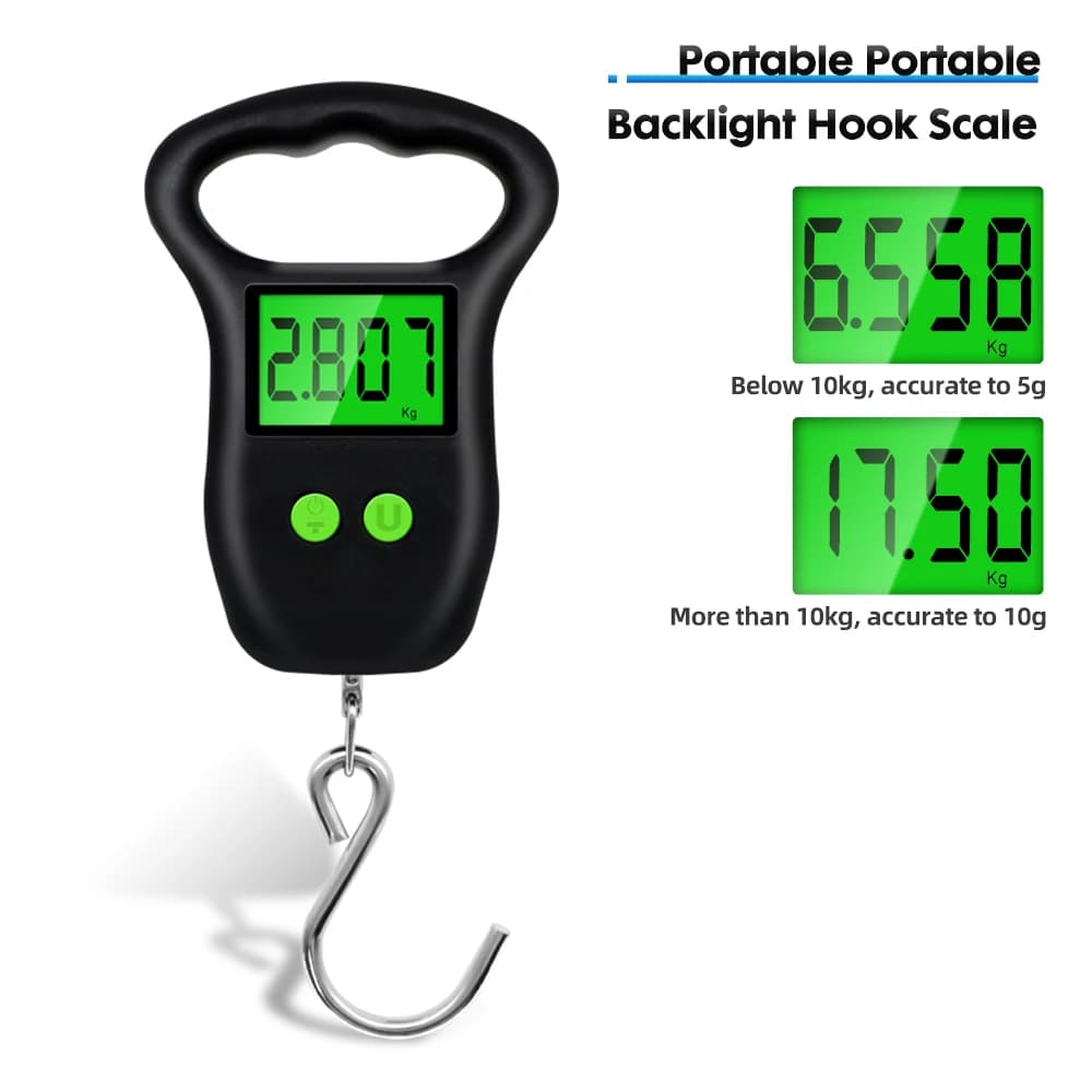 Balance numérique pêche 50kg/10g avec rétroéclairage LCD - Pèse-bagages et poissons portable