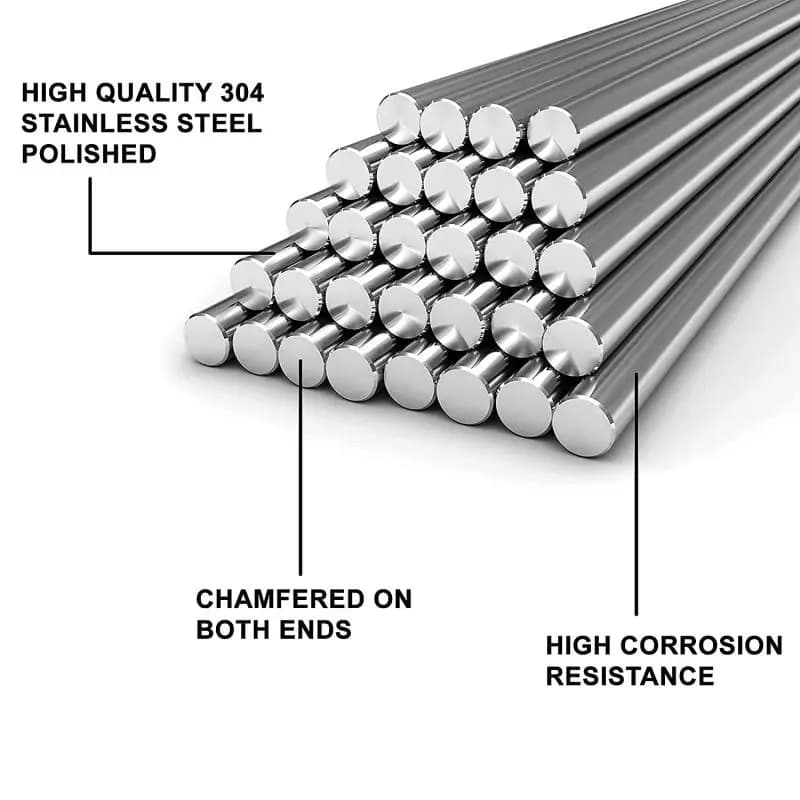 Barres rondes en acier inoxydable 1/5Pc pour bricolage et pêche - Diamètres 2mm à 14mm
