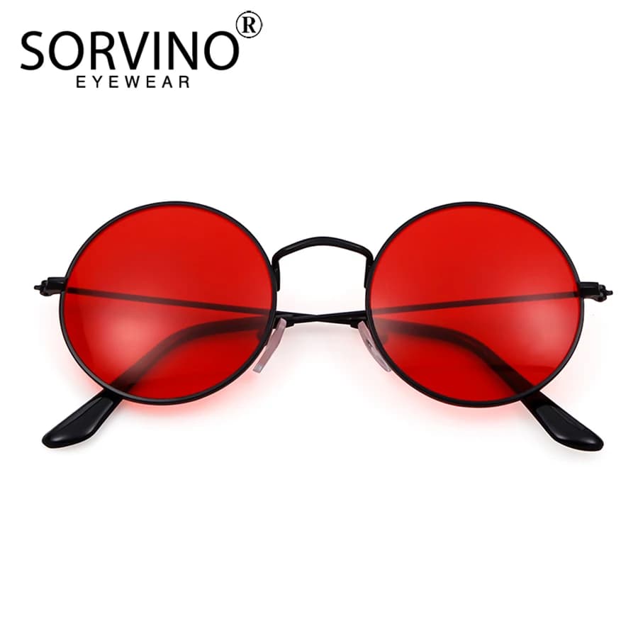 Lunettes de soleil steampunk SORVINO - Verres rouges vintage luxe - Homme et femme - Pêche et style