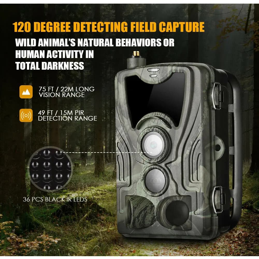Caméra Suntekcam HC801M 20MP 1080P GSM déclenchement 0.3s pour chasse et pêche observation France