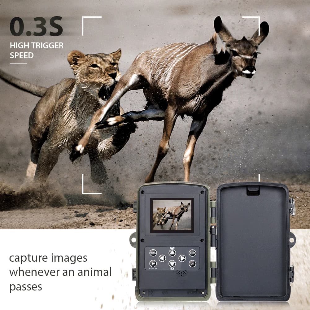 Caméra de traque LCD 2.0 pouces 20MP 1080P HC801A - Surveillance faune sans fil étanche vision nocturne