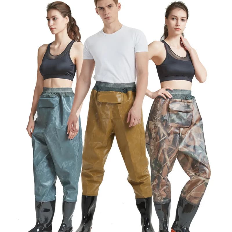 Waders de pêche PVC une pièce imperméables antidérapants pour rivière jardin lavage auto