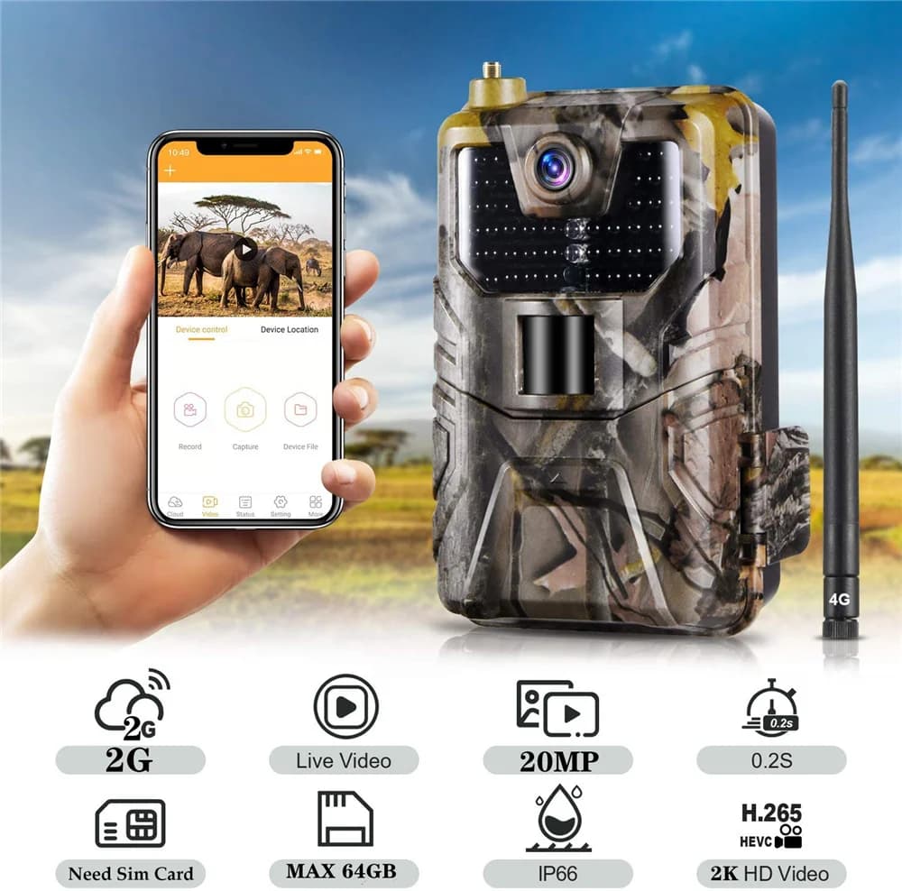 Caméra trail 2G SMS MMS SMTP 4K HD 20MP étanche pour piège photo faune vision nocturne