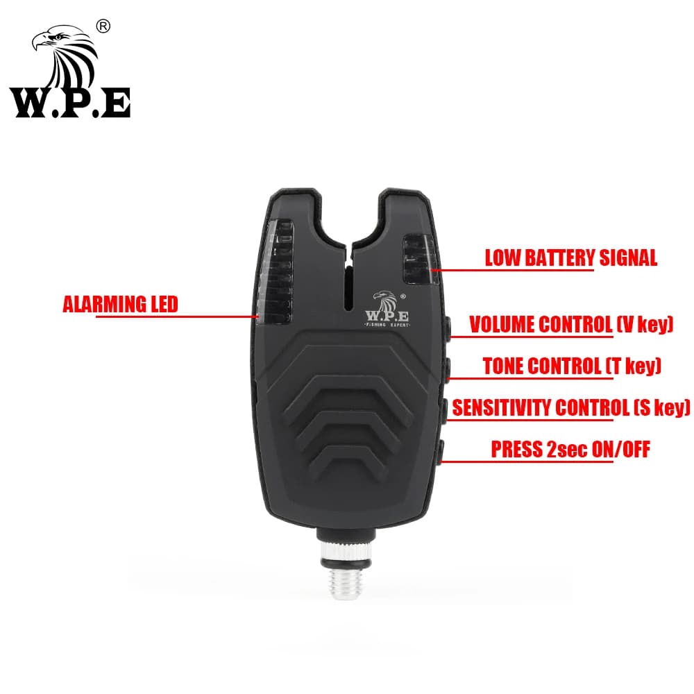Alarme électronique sans fil W.P.E pour carpe - Kit pêche avec LED, son et accessoires carpage complets
