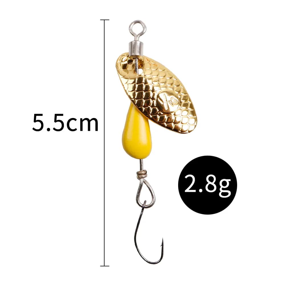 2Pcs Spinner Spoon 5.5cm/2.8g - cuillers métalliques à paillettes pour truite, perche, brochet et black bass