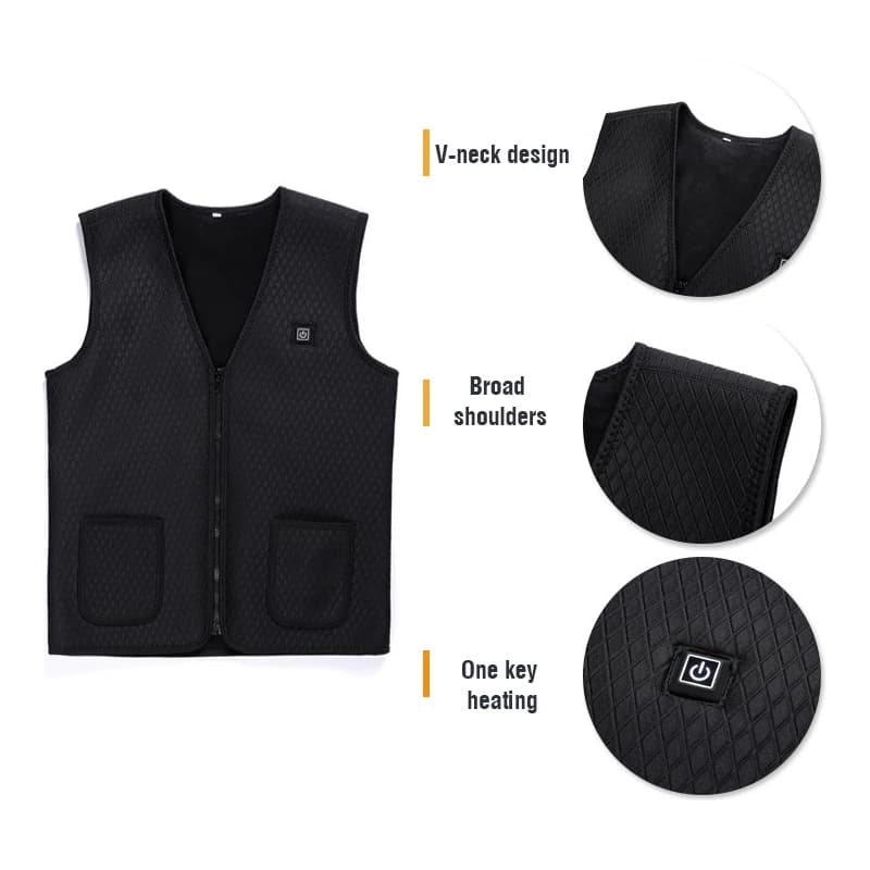 Gilet chauffant USB infrarouge 5 zones - Veste thermique homme femme pour pêche ski randonnée hiver