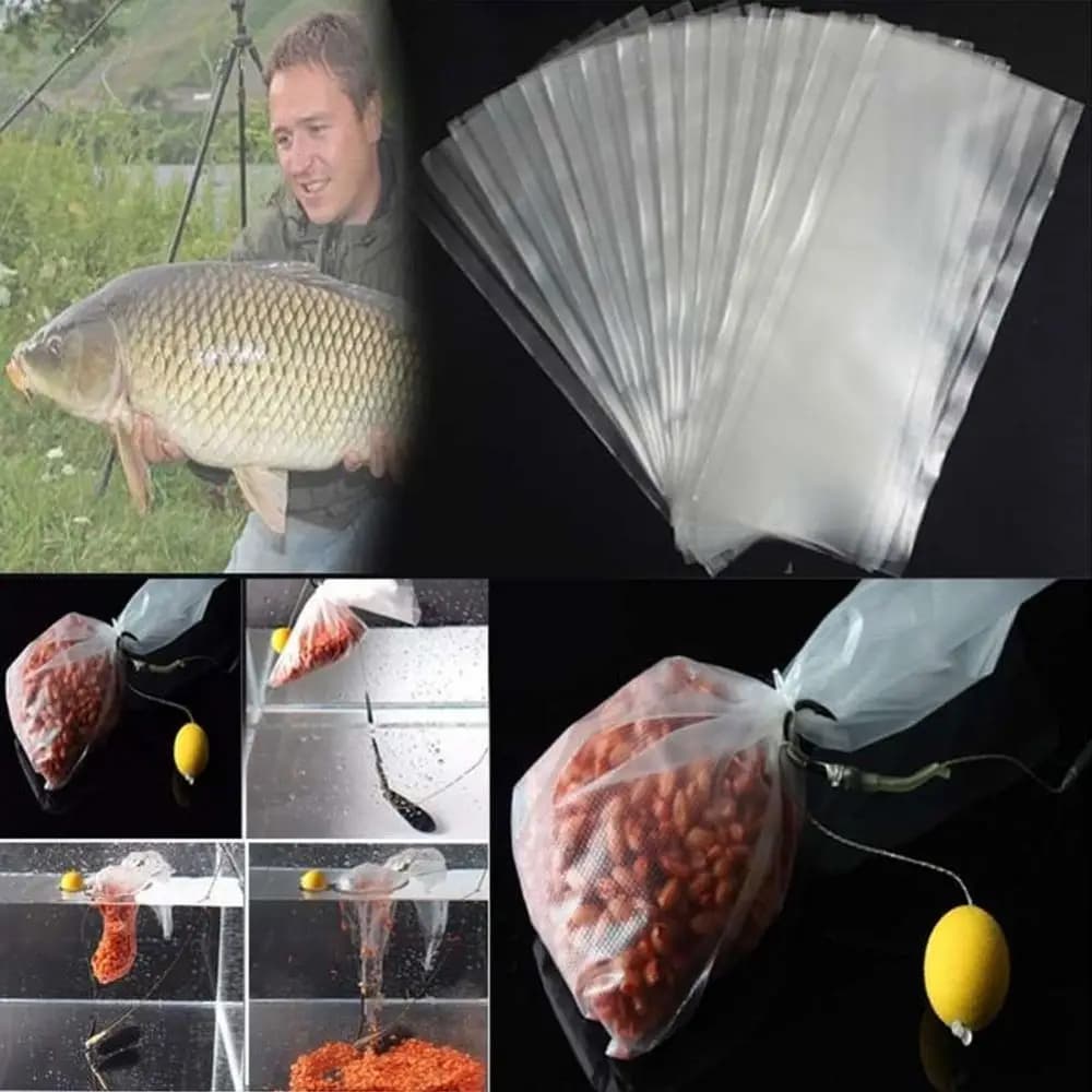 50 sacs en maille PVA solubles pour appâts de pêche à la carpe - Accessoires de pêche en extérieur