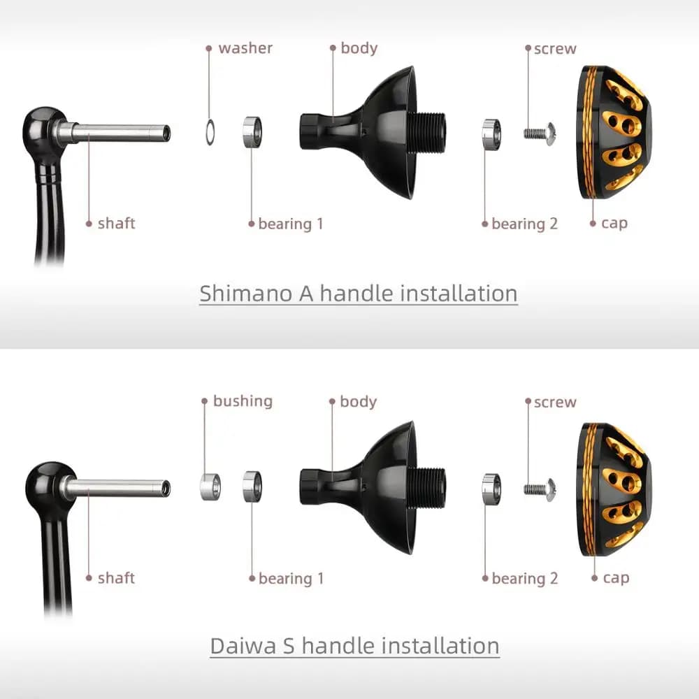 Poignée manivelle Gomexus 35mm pour moulinet Shimano Stella - Knob remplacement Daiwa Certate Fuego LT pêche sportive