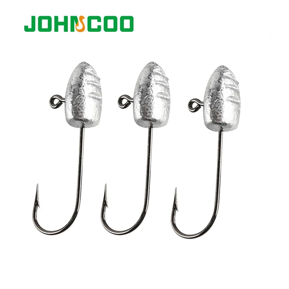 Hameçons plombés exposés JOHNCOO 2g 3g 5g - Pour leurres souples et pêche légère - Crochets appâts naturels