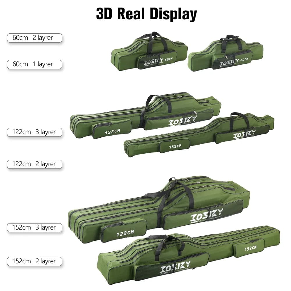 Sac de transport de canne à pêche pliable portable 122 à 182 cm pour canne, moulinet et accessoires