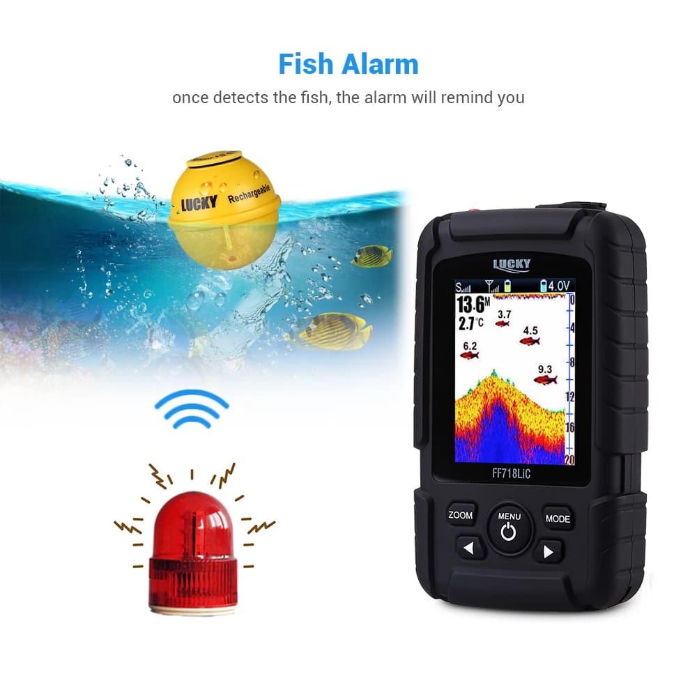 Sonar de pêche sans fil Lucky FF718LIC-WLA écran couleur détecteur poissons portable 45m batterie rechargeable