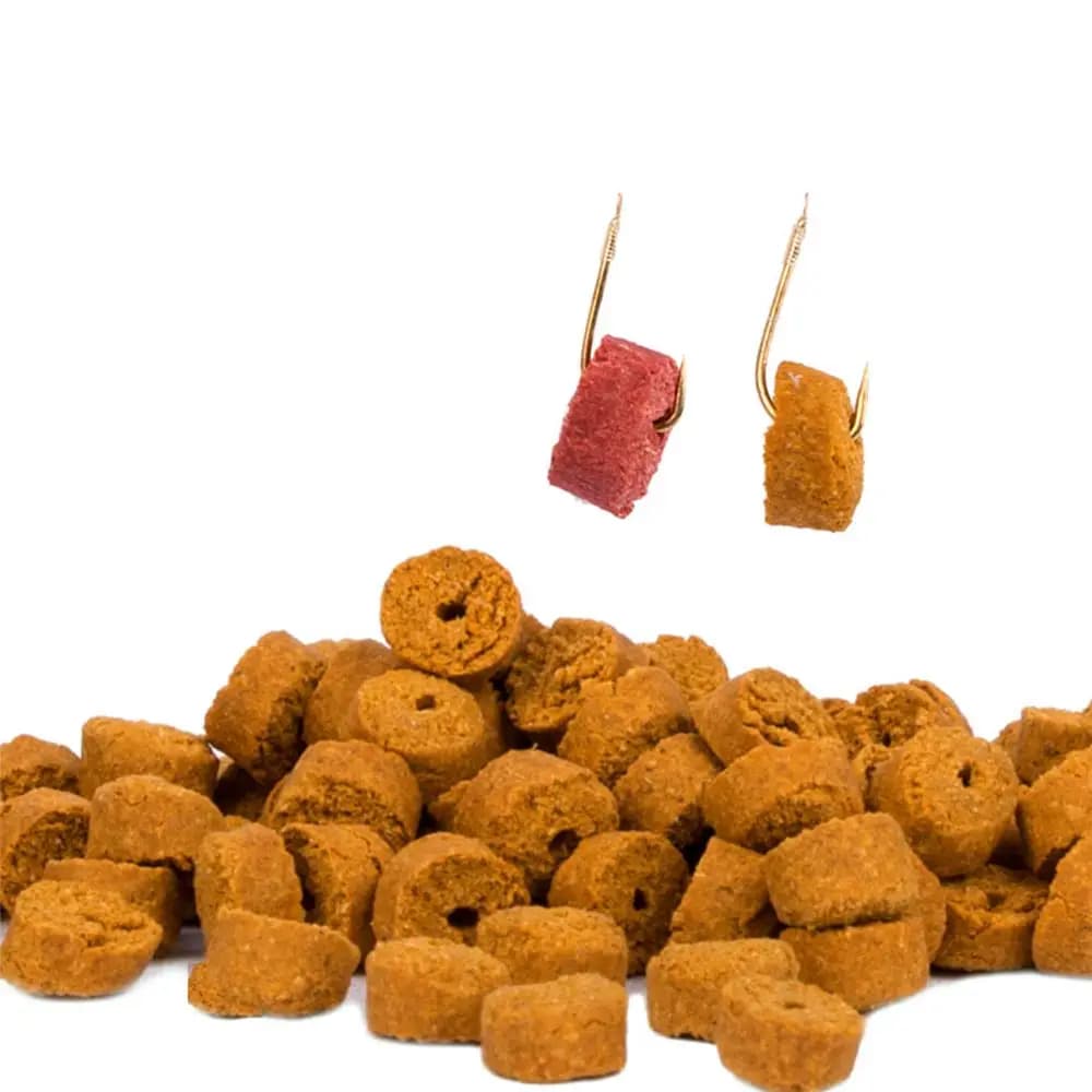 100 bouillettes creuses rouges pour carpe herbivore - appâts particules insectes 25g pêche amorçage
