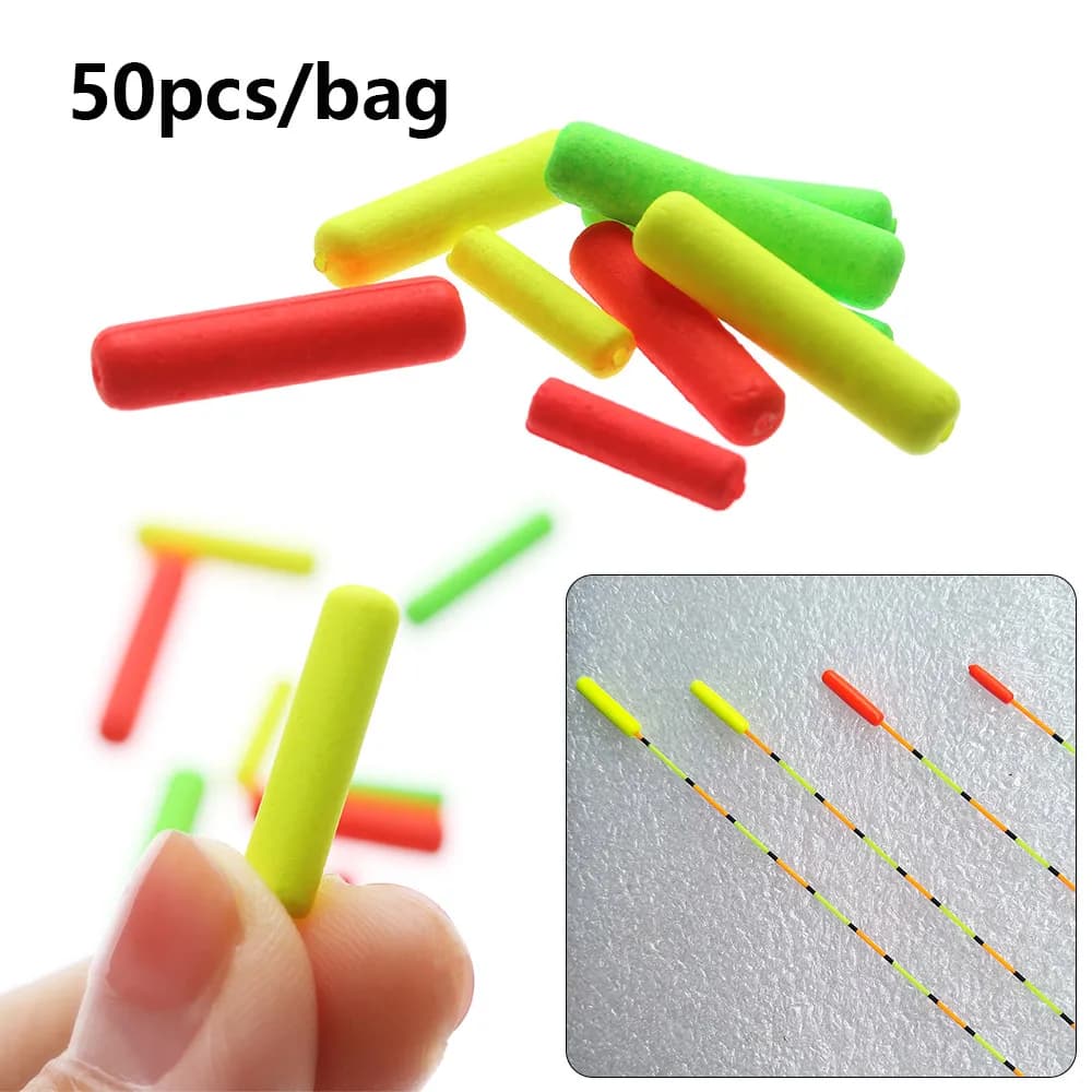 50 billes flottantes en mousse légère pour pêche, indicateurs ovales et boules pour accessoires de pêche