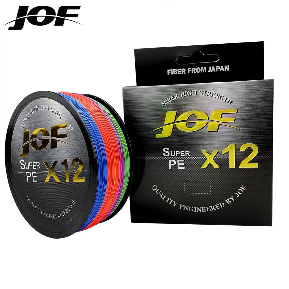 Ligne de pêche JOF multifilament 12 brins PE 300m, haute résistance à l'abrasion pour pêche sportive