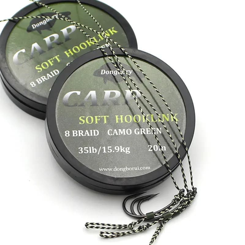 Ligne carp fishing 20m soft hook link - Bas de ligne 8 brins non gainé pour hair rig - 15LB/25LB/35LB