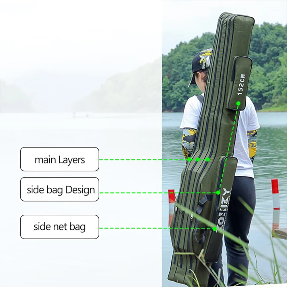 Sac de transport pliable canne à pêche portable 122cm 152cm 182cm rangement moulinet accessoires