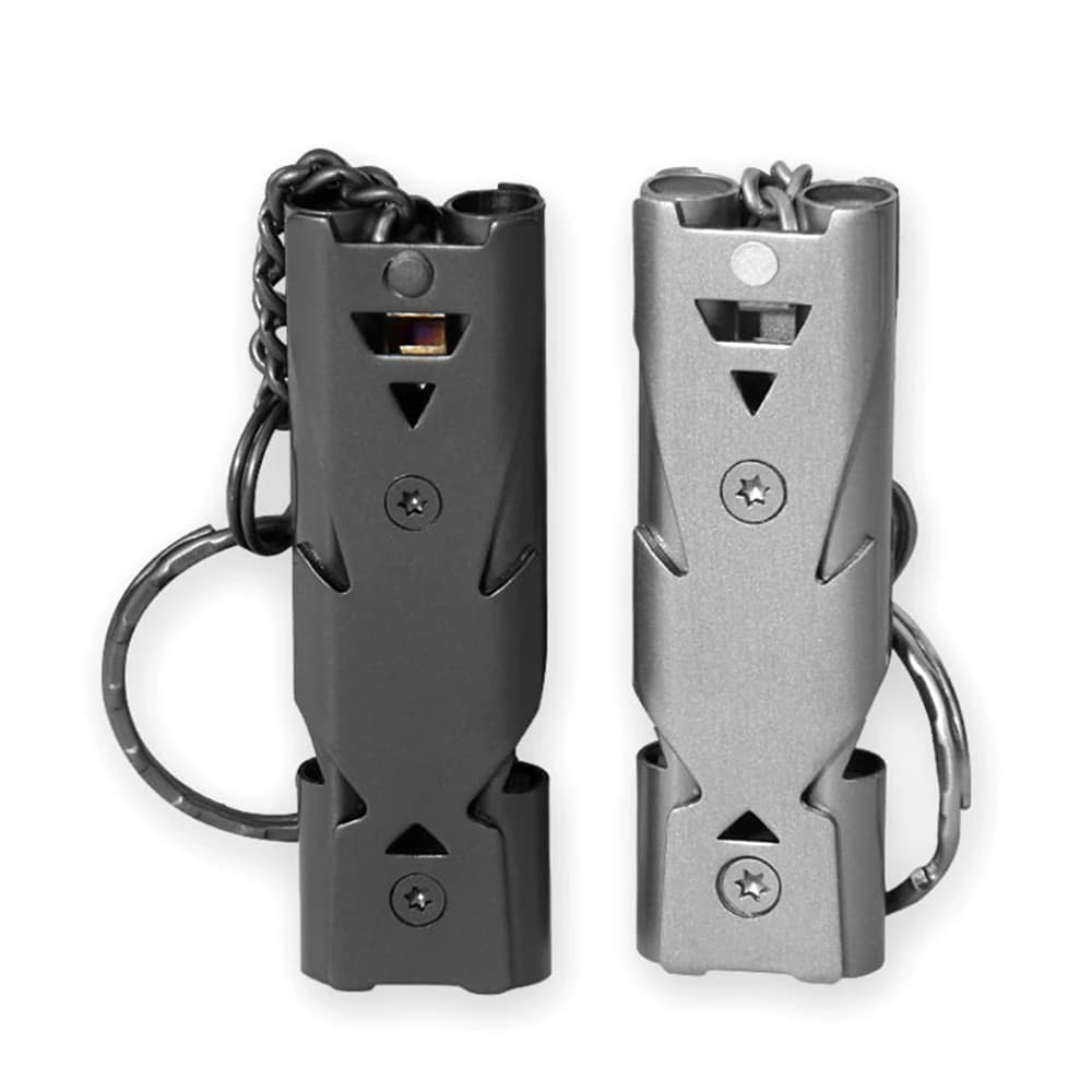 Sifflet survie acier inoxydable décibel élevé - outil multifonction pêche cheerleading accès rapide
