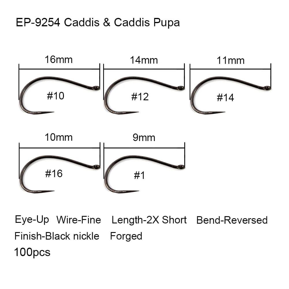 Hameçons mouche Eupheng 100 pièces sans ardillon - Pour montage de mouches sèches, nymphes et streamers