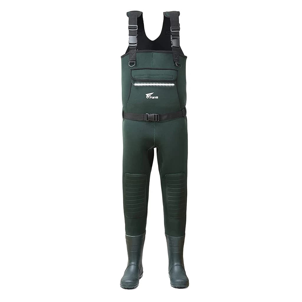 Waders de pêche néoprène 5mm avec bottes intégrées, 100% étanches et semelle crampons pour homme, idéales