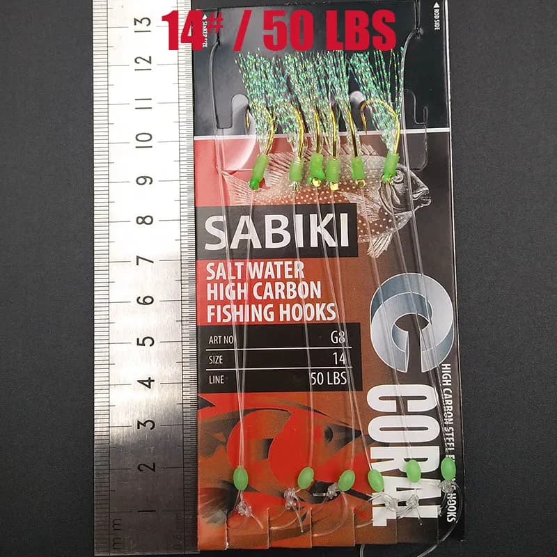 Montage Sabiki Lunker avec leurre lumineux pour maquereau - Pêche en mer appât souple glow dark