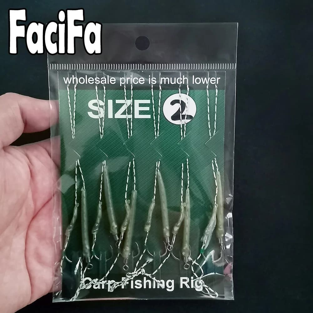 6 kits prêts à pêcher la carpe avec hameçons boilie et manchon anti-emmêlement pour pêche au coup