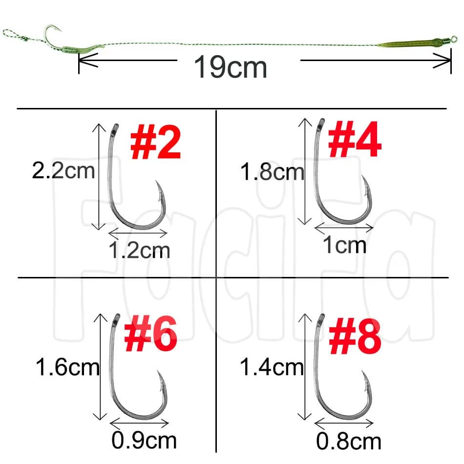 6 kits prêts à pêcher la carpe avec hameçons boilie et manchon anti-emmêlement pour pêche au coup