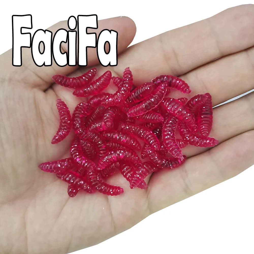 Leurres souples silicone 25/50/100 pièces 2cm - Vers luisants appâts carpe maggots glow