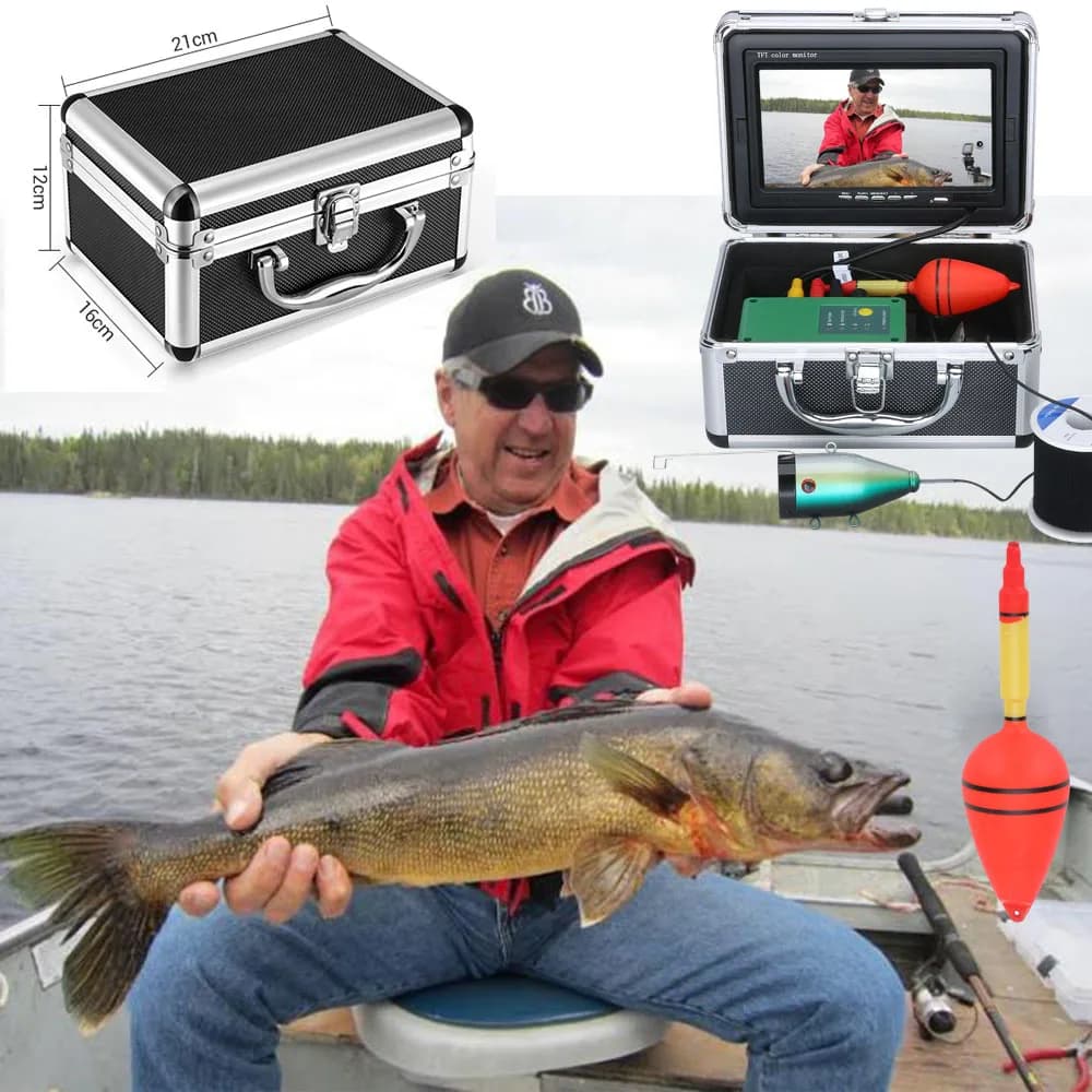 Détecteur poissons MAOTEWANG AHD 1080P caméra sous-marine 7 pouces écran HD 30 LEDs avec carte 16G pour pêche glace/rivière/mer