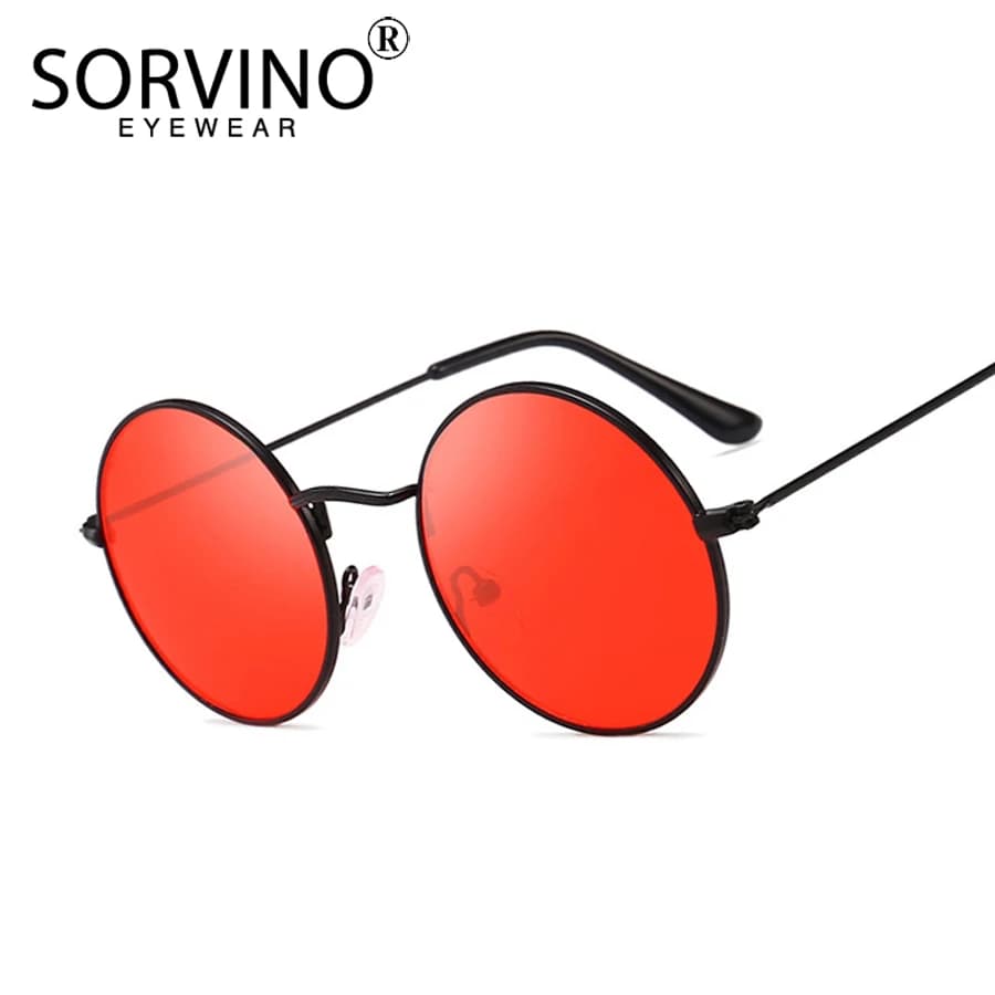 Lunettes de soleil steampunk SORVINO - Verres rouges vintage luxe - Homme et femme - Pêche et style