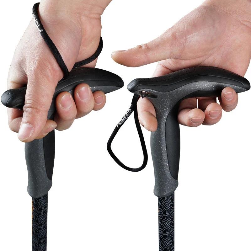 Bâton marche carbone poignée T réglable 49-100cm - Béquille escalade randonnée pêche outdoor