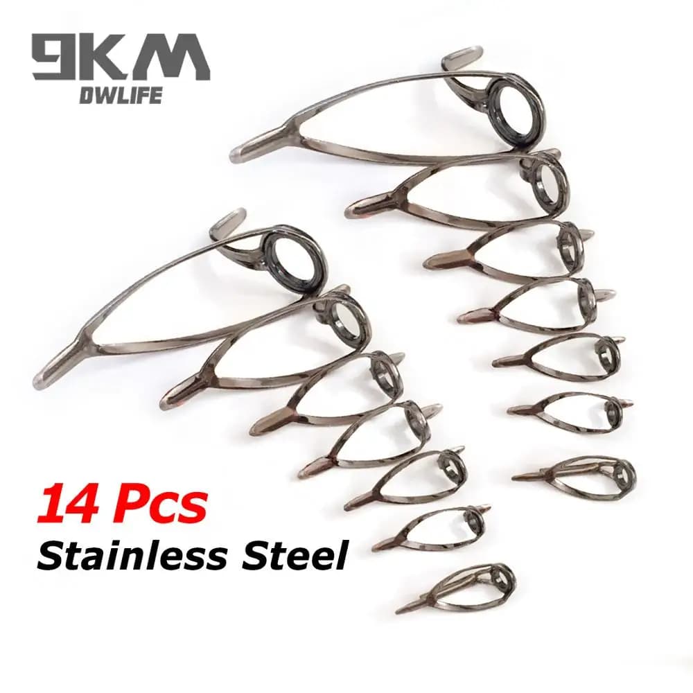 14 guides de canne pêche mer acier inoxydable 4-14mm accessoires remplacement réparation anneaux céramique