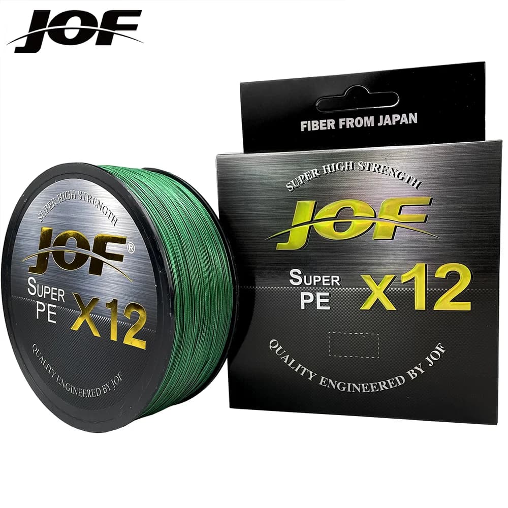 Ligne de pêche JOF multifilament 12 brins PE 300m, haute résistance à l'abrasion pour pêche sportive