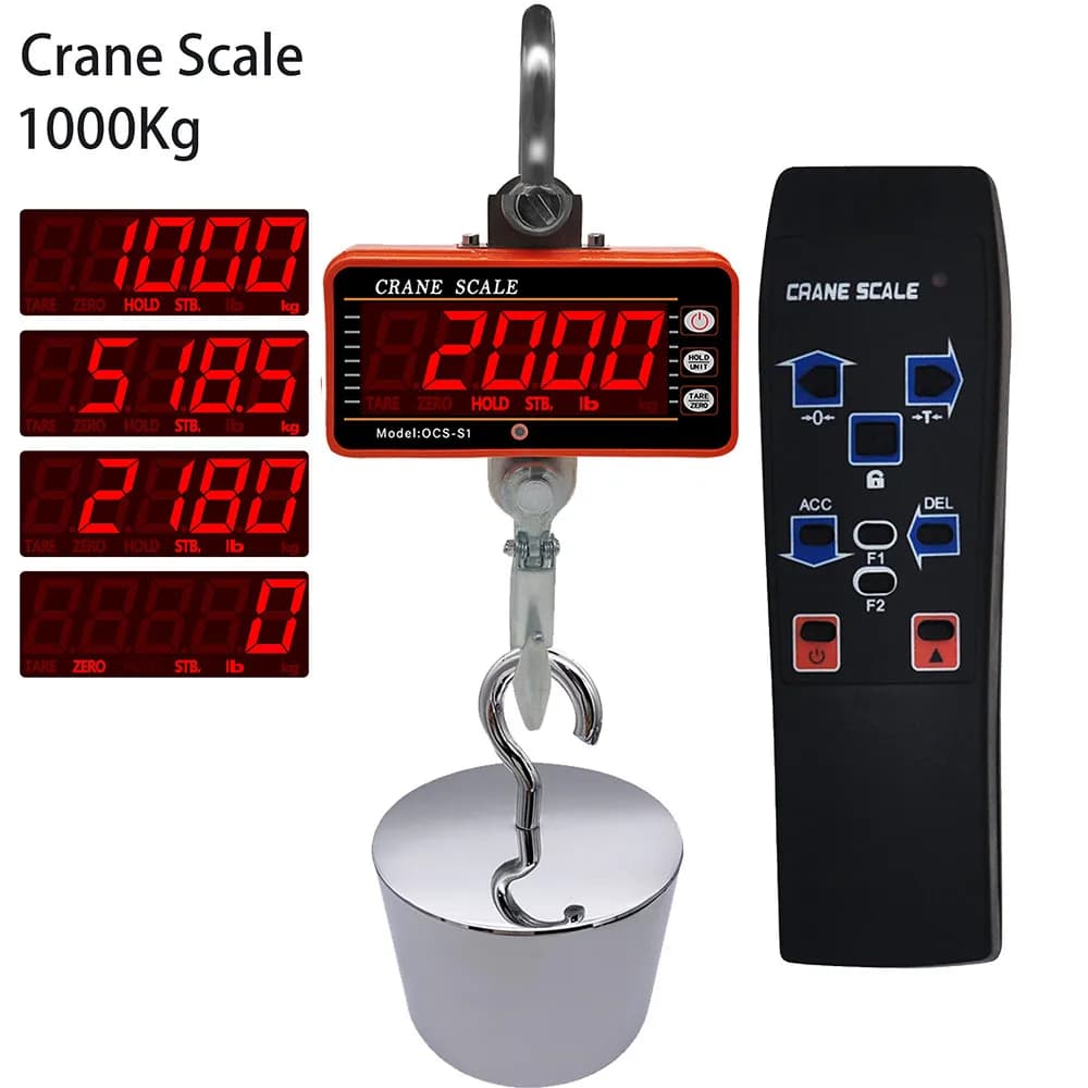 Balance suspendue numérique 1000kg pêche - Pèse-grue électronique lourd crochet acier cuisine