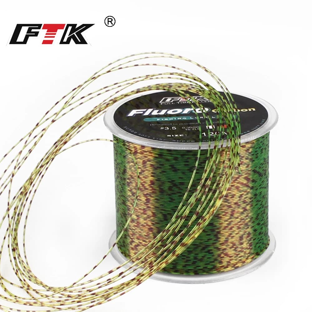 Ligne FTK 120m fluorocarbone tachetée invisible - 0.14-0.50mm 4-34lb forte pêche tous poissons