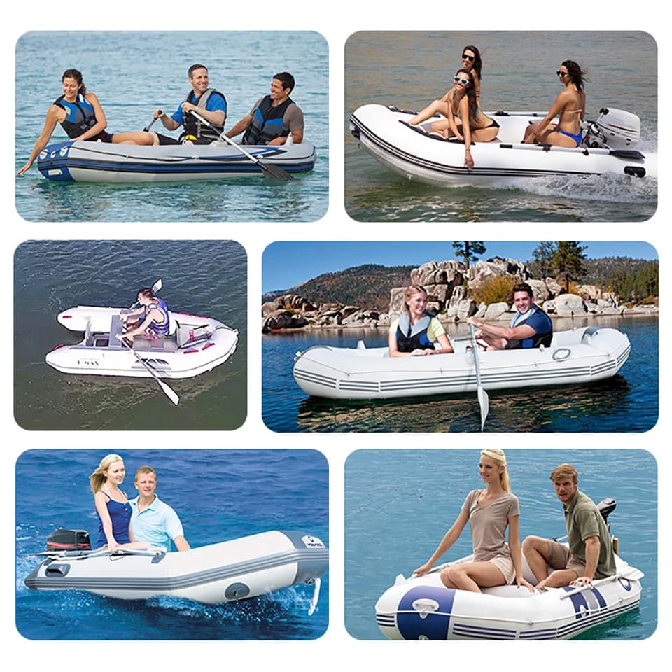 Bateau à rames gonflable solaire B175-1 PVC - Canoë pêche 1 personne 175cm avec plancher bois