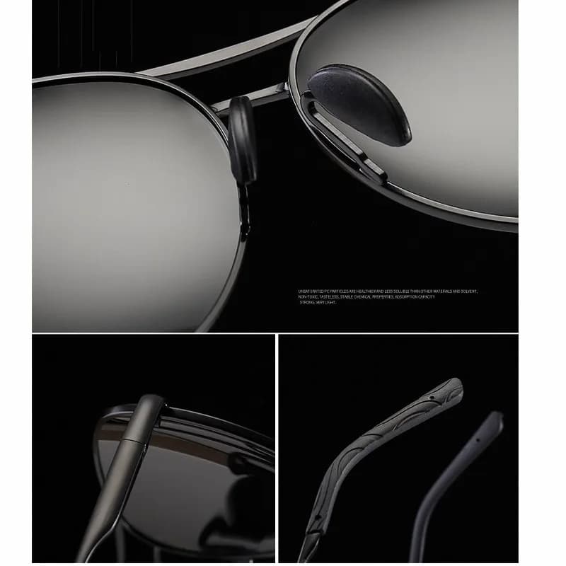 Lunettes de soleil aviation polarisées pour pêche - Verres photochromiques vision jour/nuit