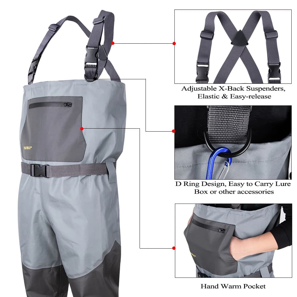 Waders de pêche Goture avec bottes intégrées 100% imperméables respirants - Pour pêche à la mouche et chasse