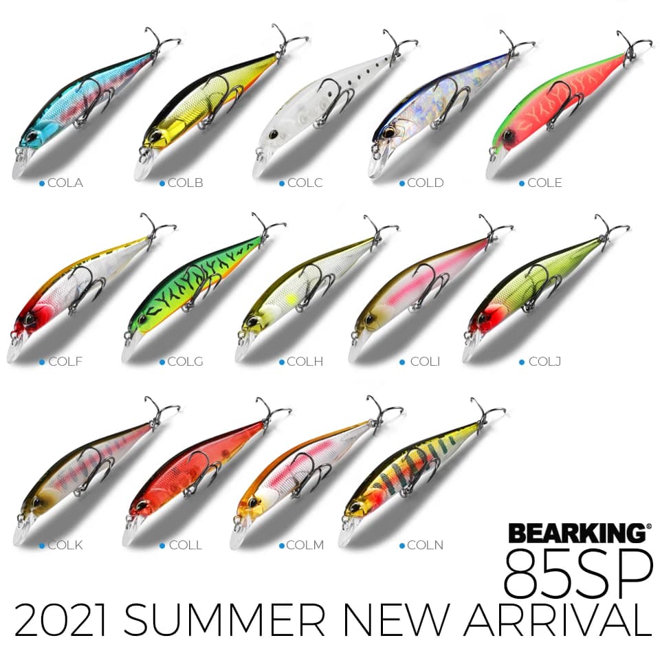 Leurre dur pêche minnow BEARKING 85mm 8g, 14 coloris, plongée 1.3-1.8m pour pêche professionnelle
