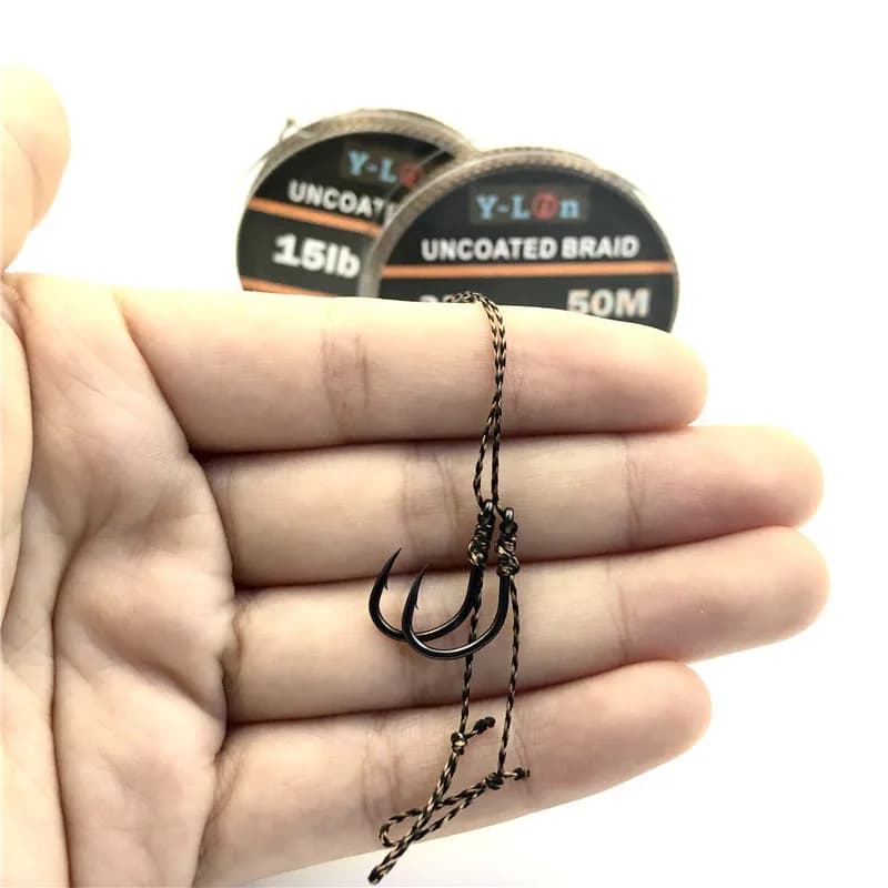Ligne de pêche carpe camouflage 50m 8 brins tresse souple pour hair rig 25 à 35LB